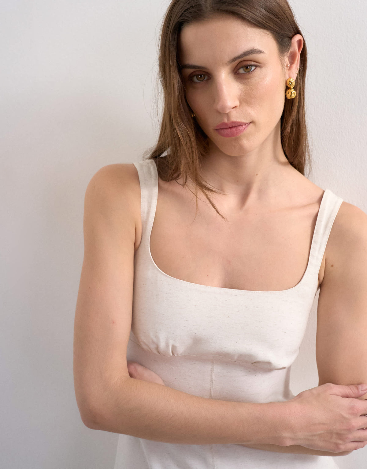 Topshop dropped waist maxi sundress in natural linen