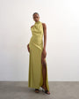 Topshop halter cowl maxi dress in lime