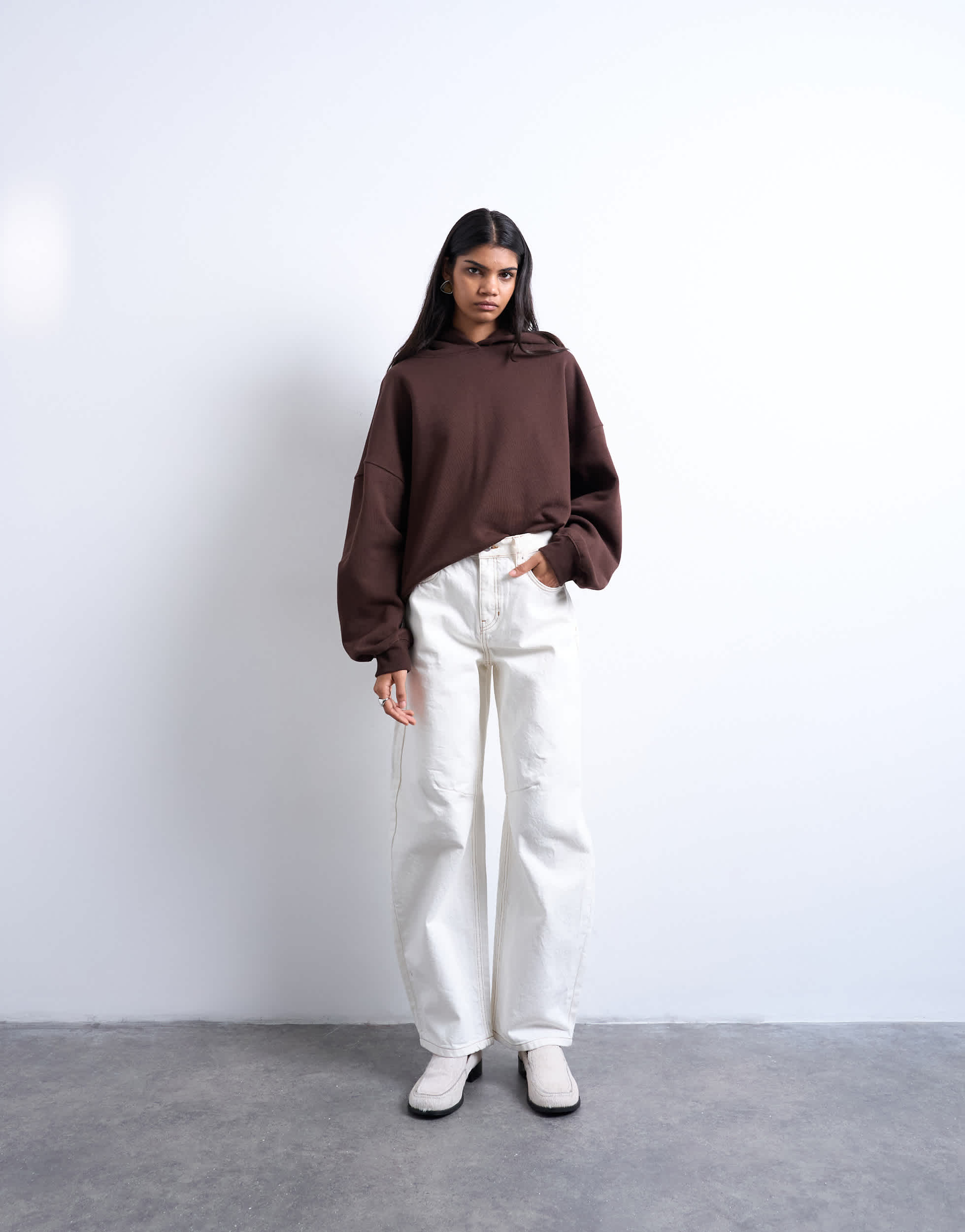 Topshop Barrel mid rise jean in bone