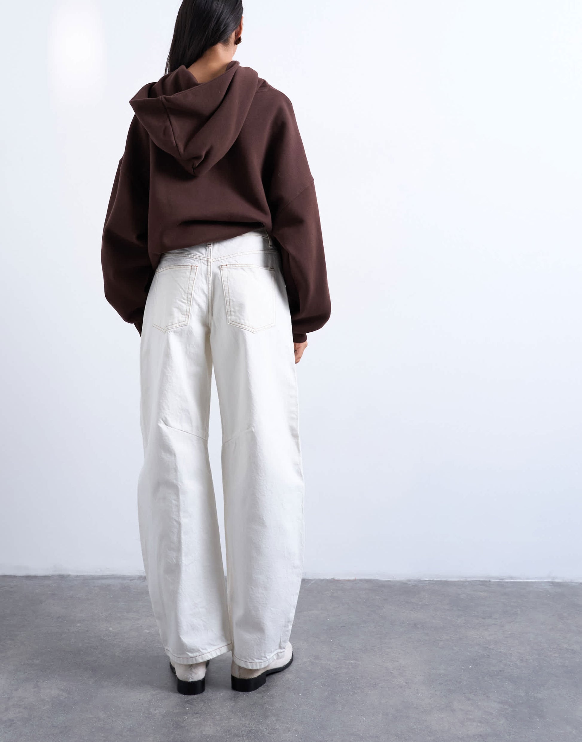Topshop Barrel mid rise jean in bone