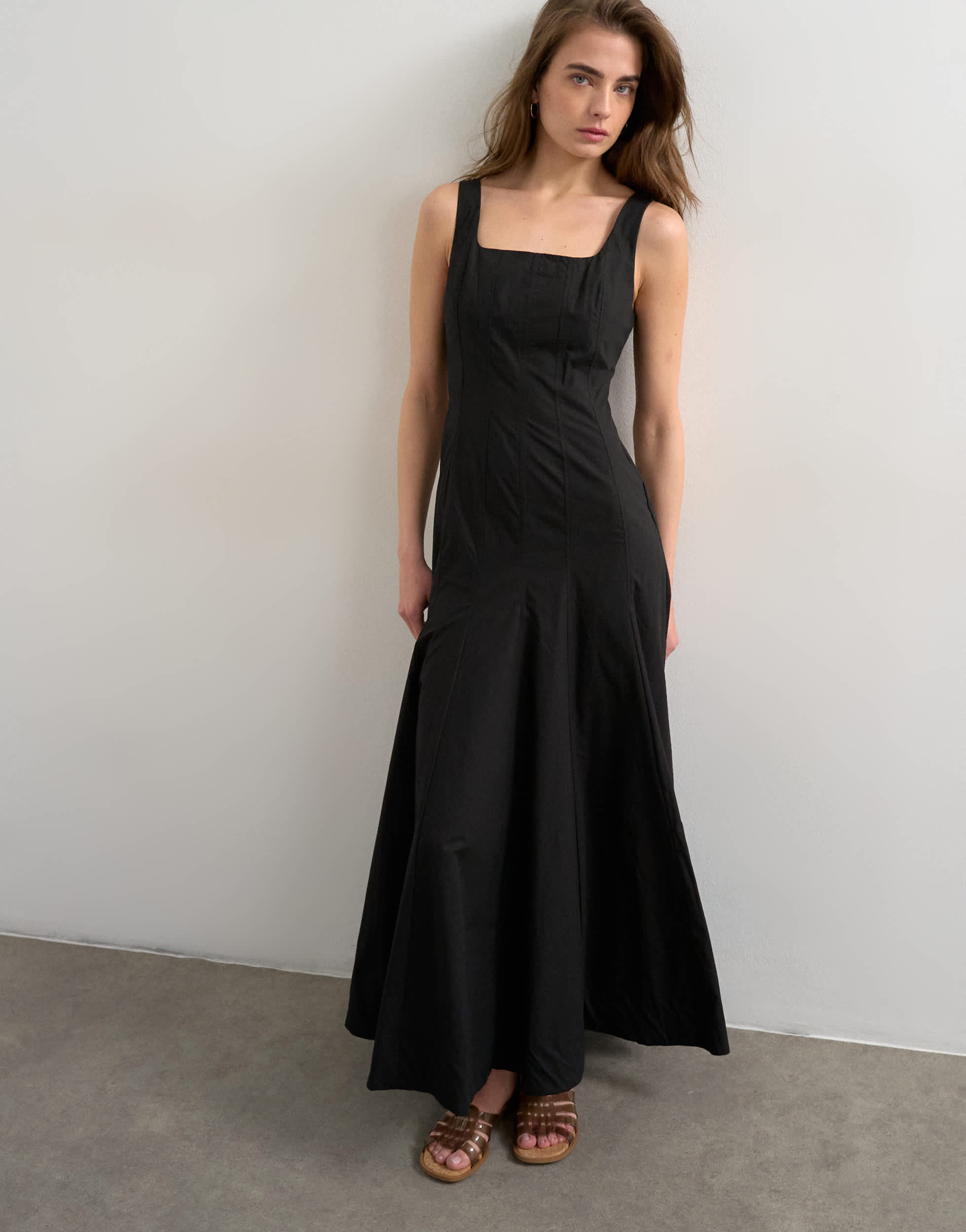 Topshop dropped hem full circle skirt sundress in black