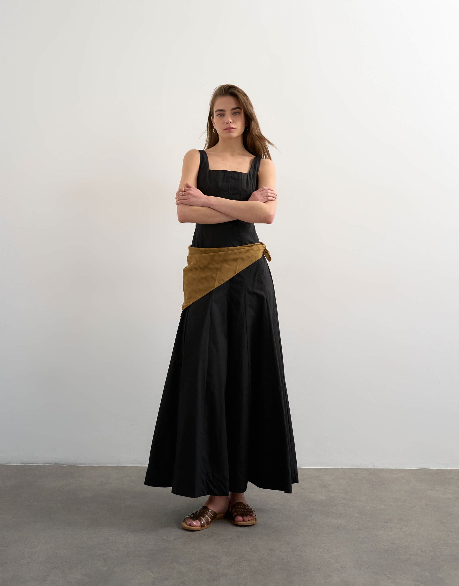 Topshop dropped hem full circle skirt sundress in black
