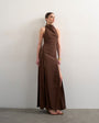 Topshop halter cowl maxi dress in chocolate cupro