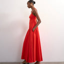 Topshop dropped waist maxi dress in red