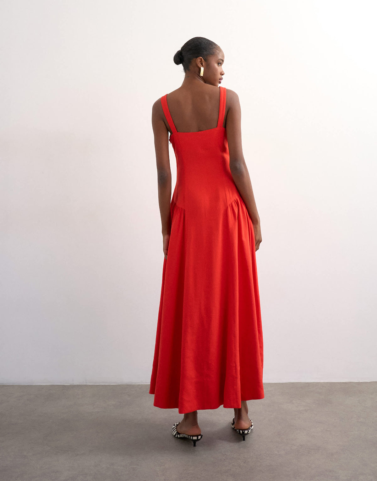 Topshop dropped waist maxi sundress in red