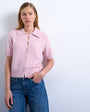 Topshop Knitted half sleeve collared cardigan in light pink