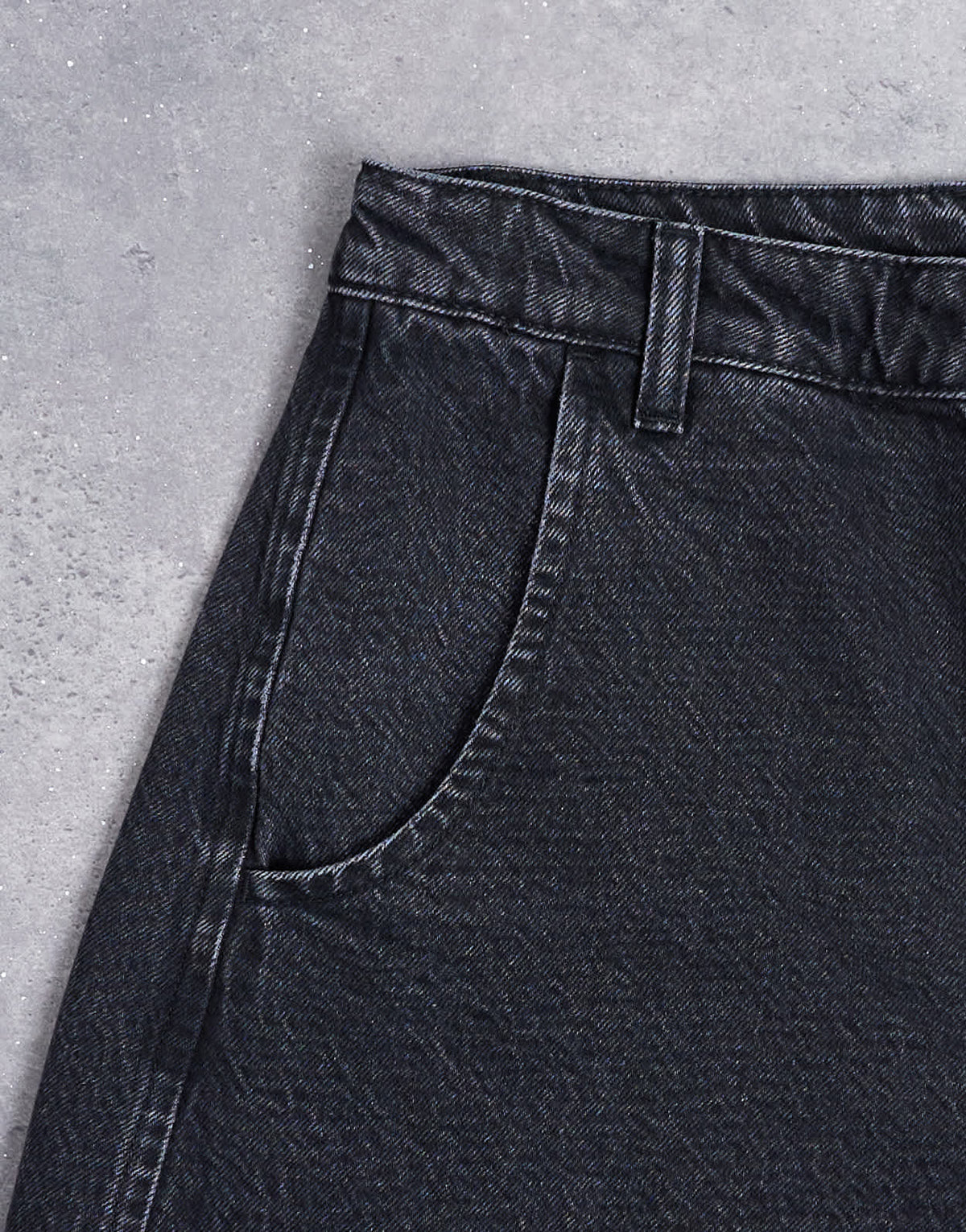 Topshop Horseshoe high rise barrel jean circular design in washed black