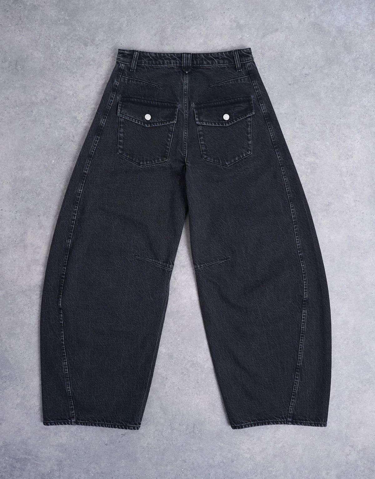 Topshop Horseshoe high rise barrel jean circular design in washed black