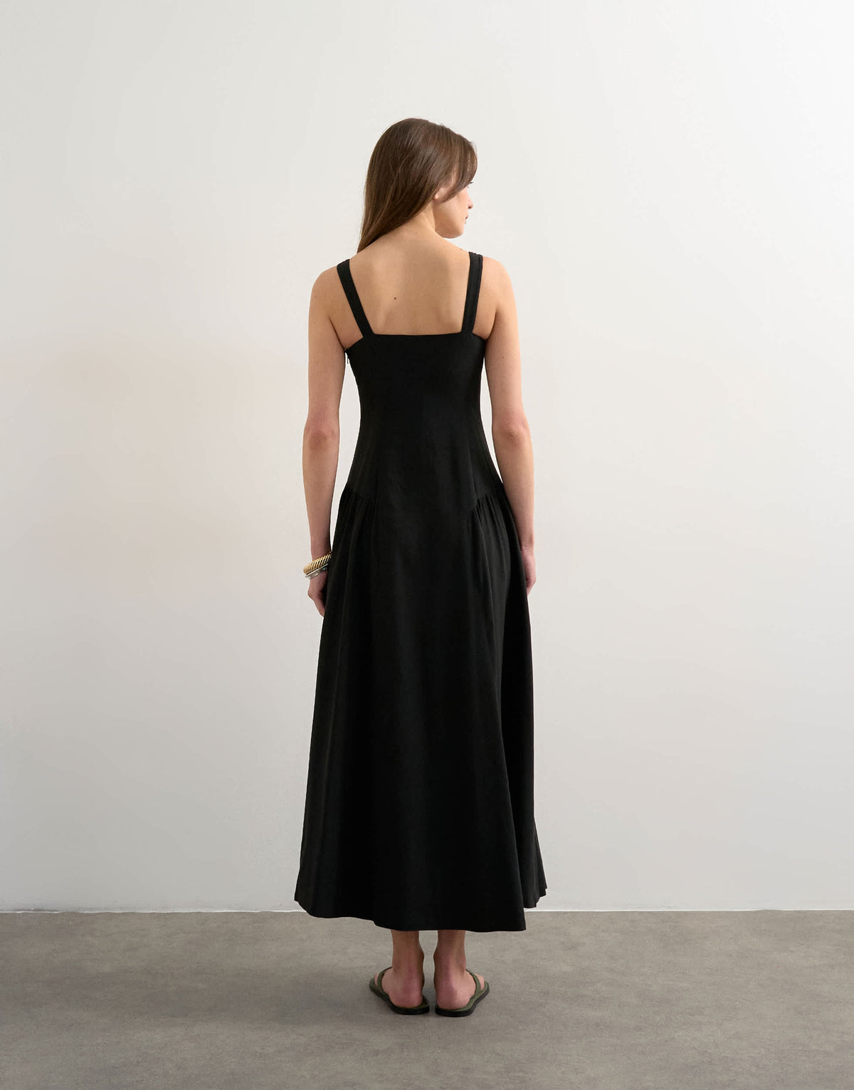 Topshop dropped waist maxi sundress in black