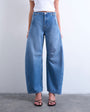 Topshop Horseshoe mid rise barrel jean in vintage blue