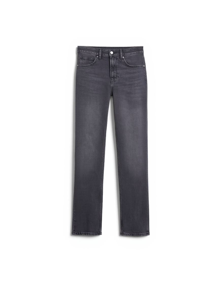 Topshop Orson mid rise comfort straight jean in washed black