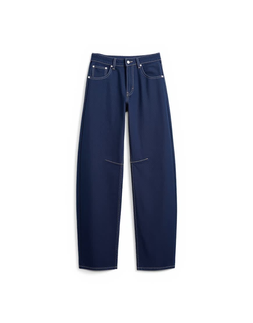 Topshop Barrel high rise jean circular design in indigo rinse