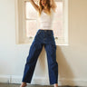 Topshop Barrel high rise jean circular design in indigo rinse