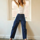 Topshop Barrel mid rise jean in indigo rinse
