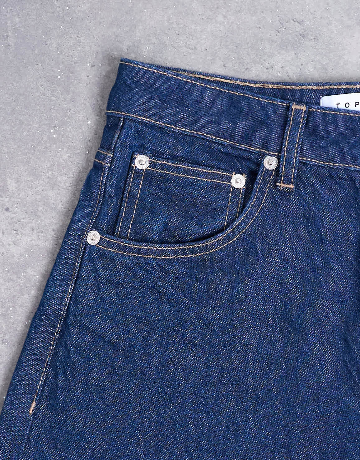 Topshop Barrel high rise jean circular design in indigo rinse