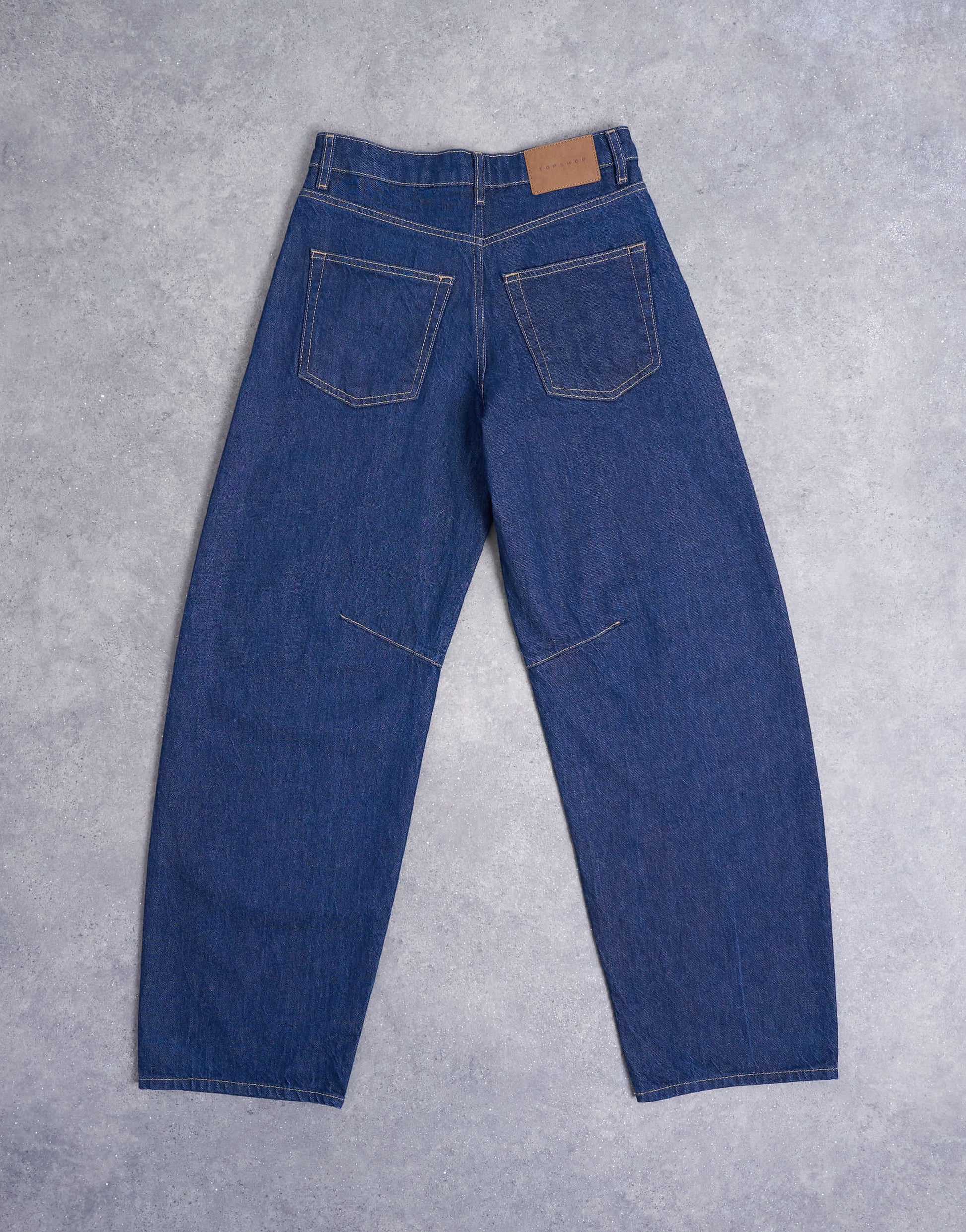 Topshop Barrel high rise jean circular design in indigo rinse