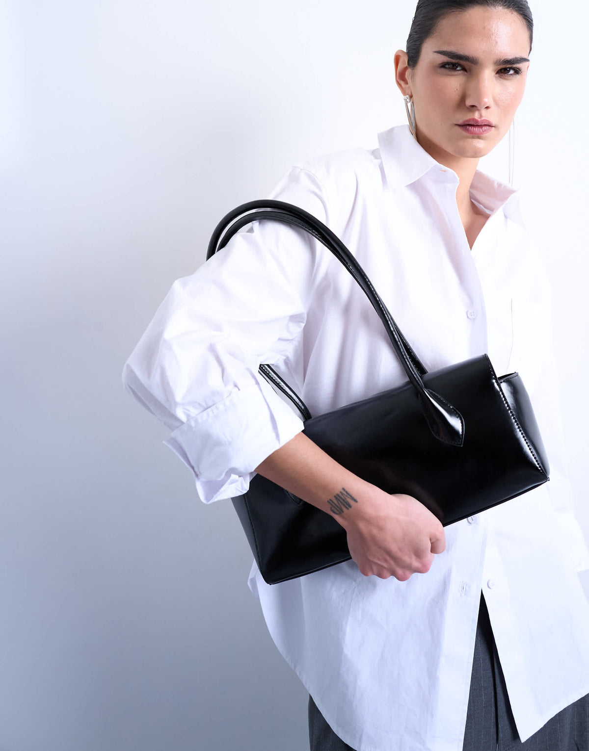 Topshop Sally medium folded bag in black