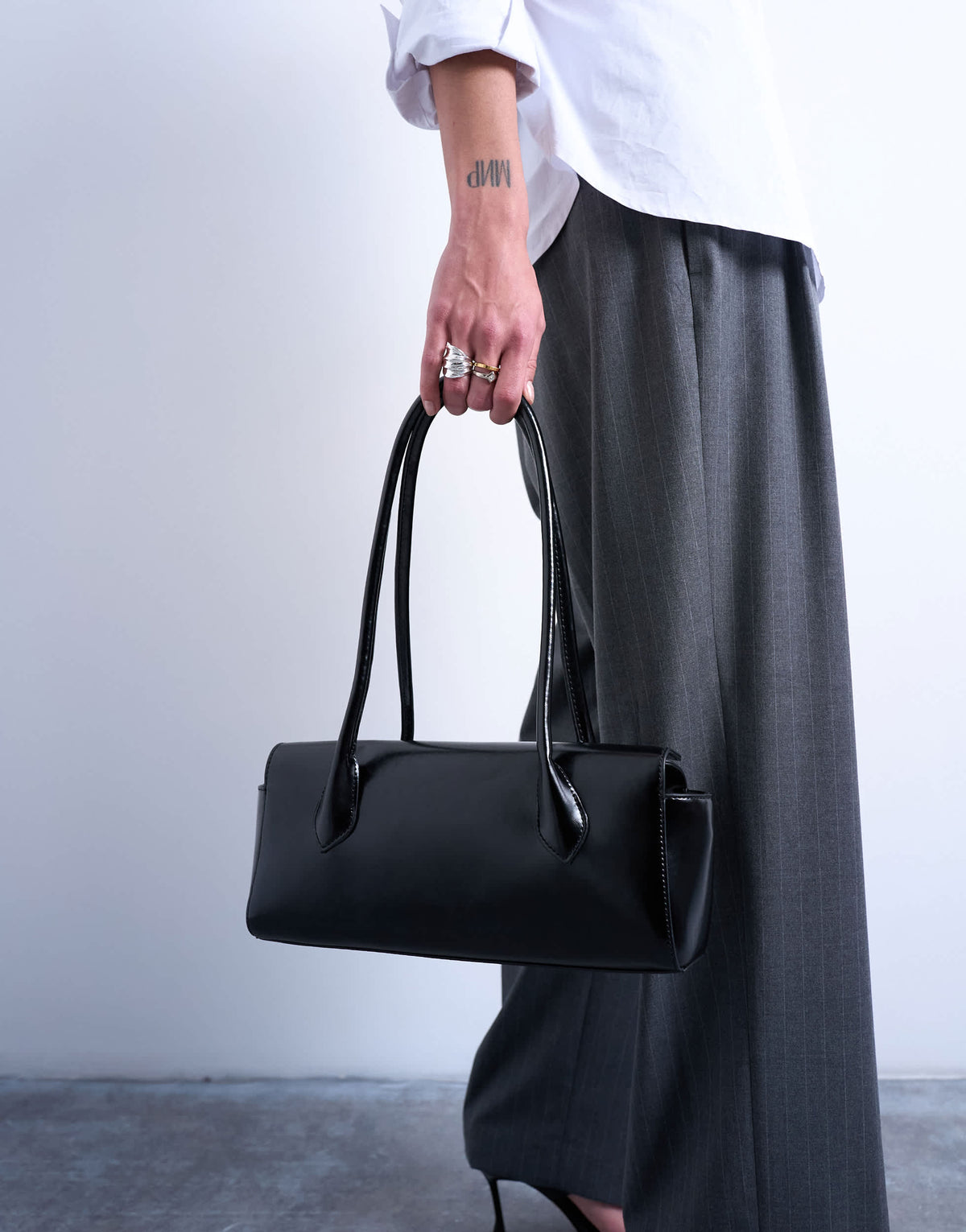 Topshop Sally medium folded bag in black