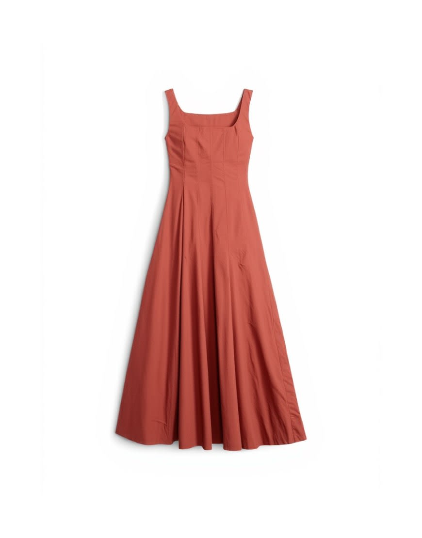 Topshop dropped hem full circle skirt sundress in rust