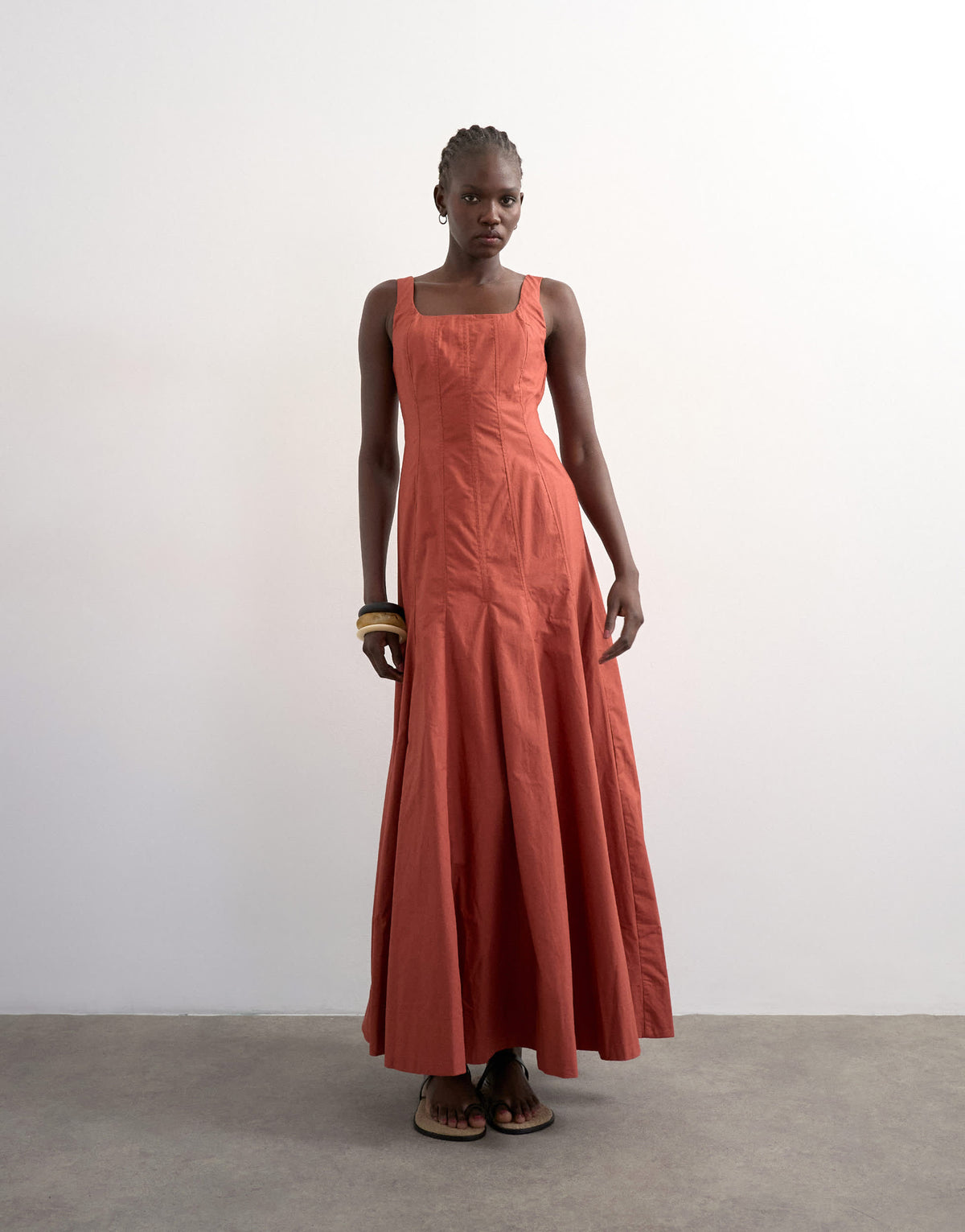 Topshop dropped hem full circle skirt sundress in rust