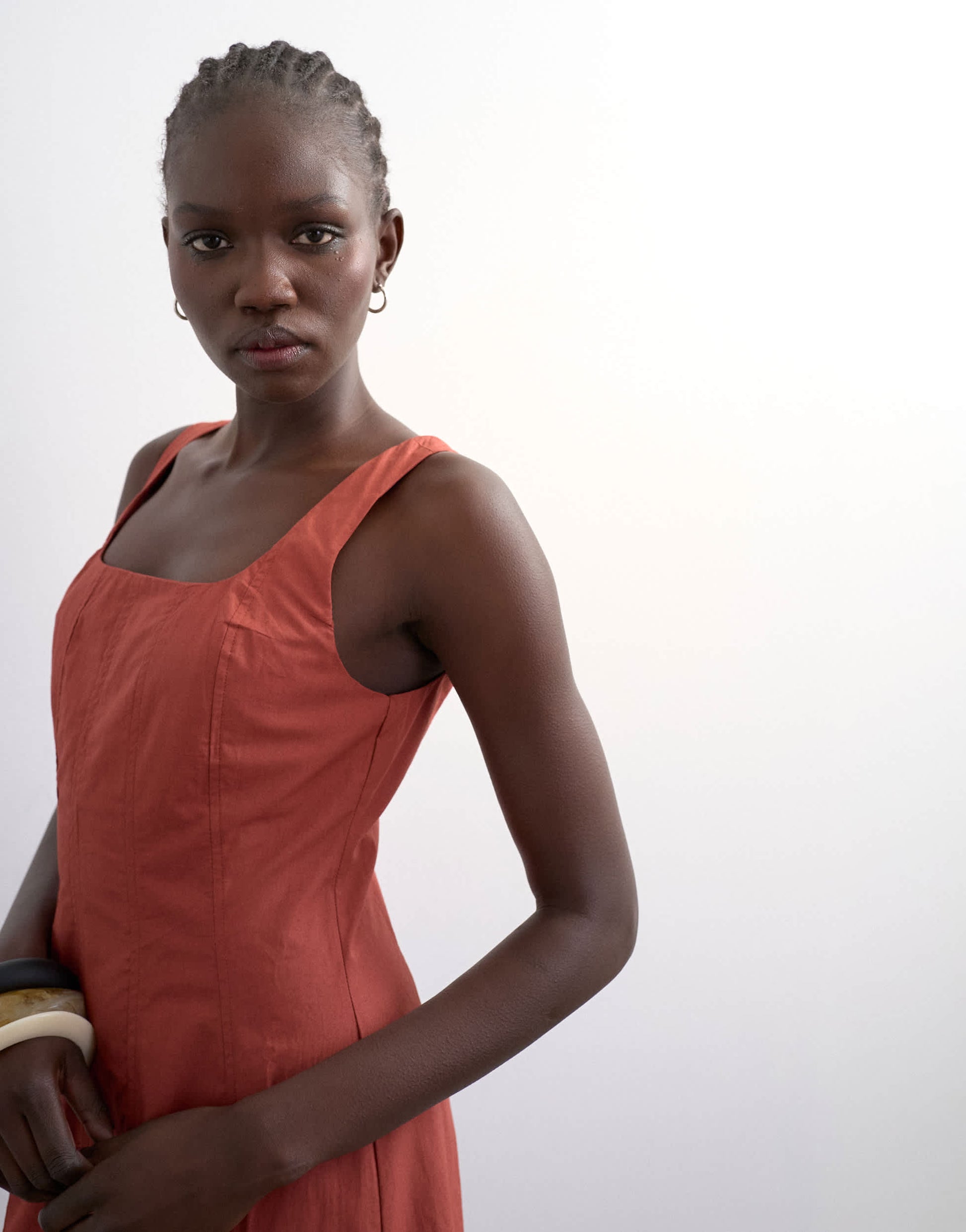 Topshop dropped hem full circle skirt sundress in rust