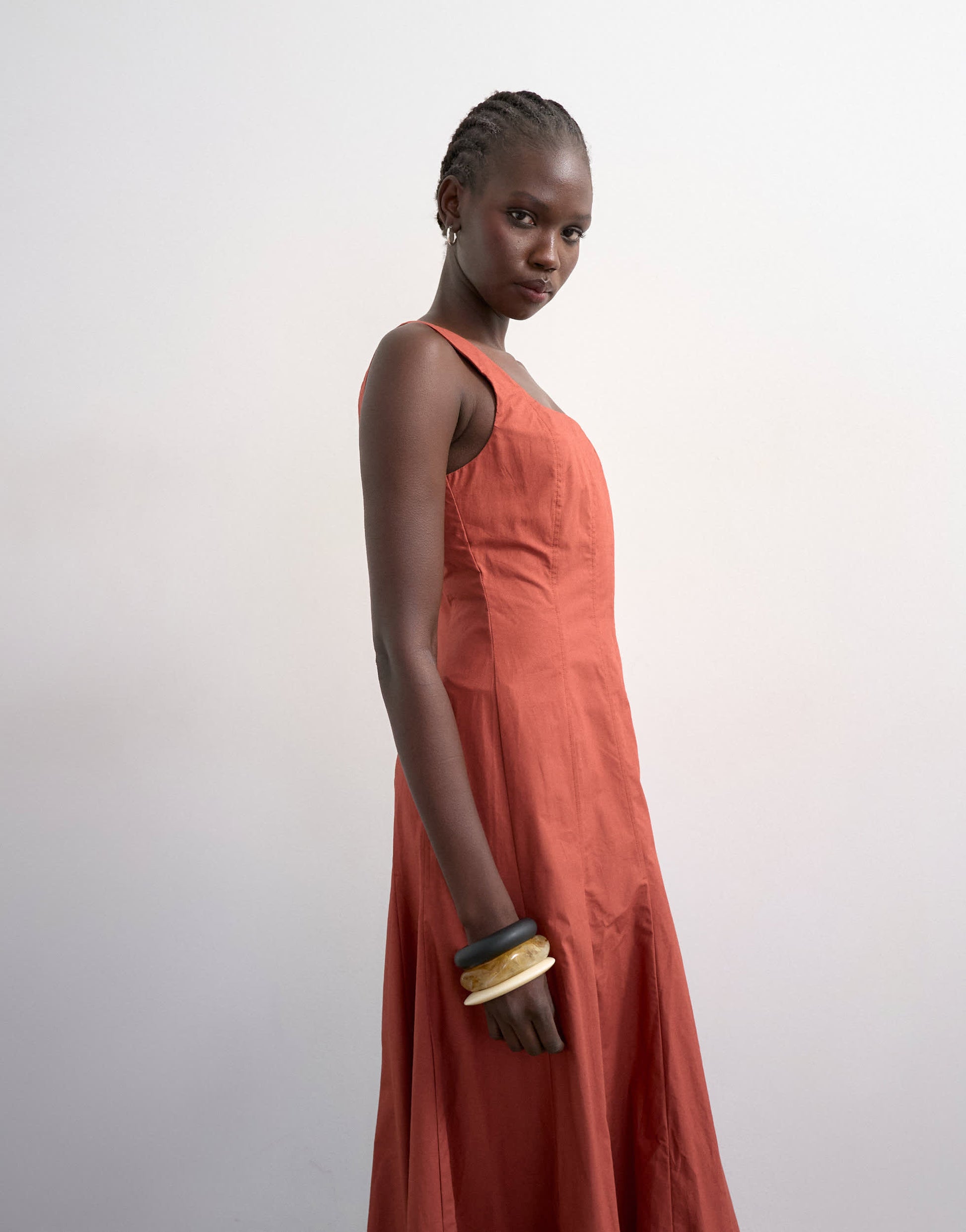Topshop dropped hem full circle skirt sundress in rust