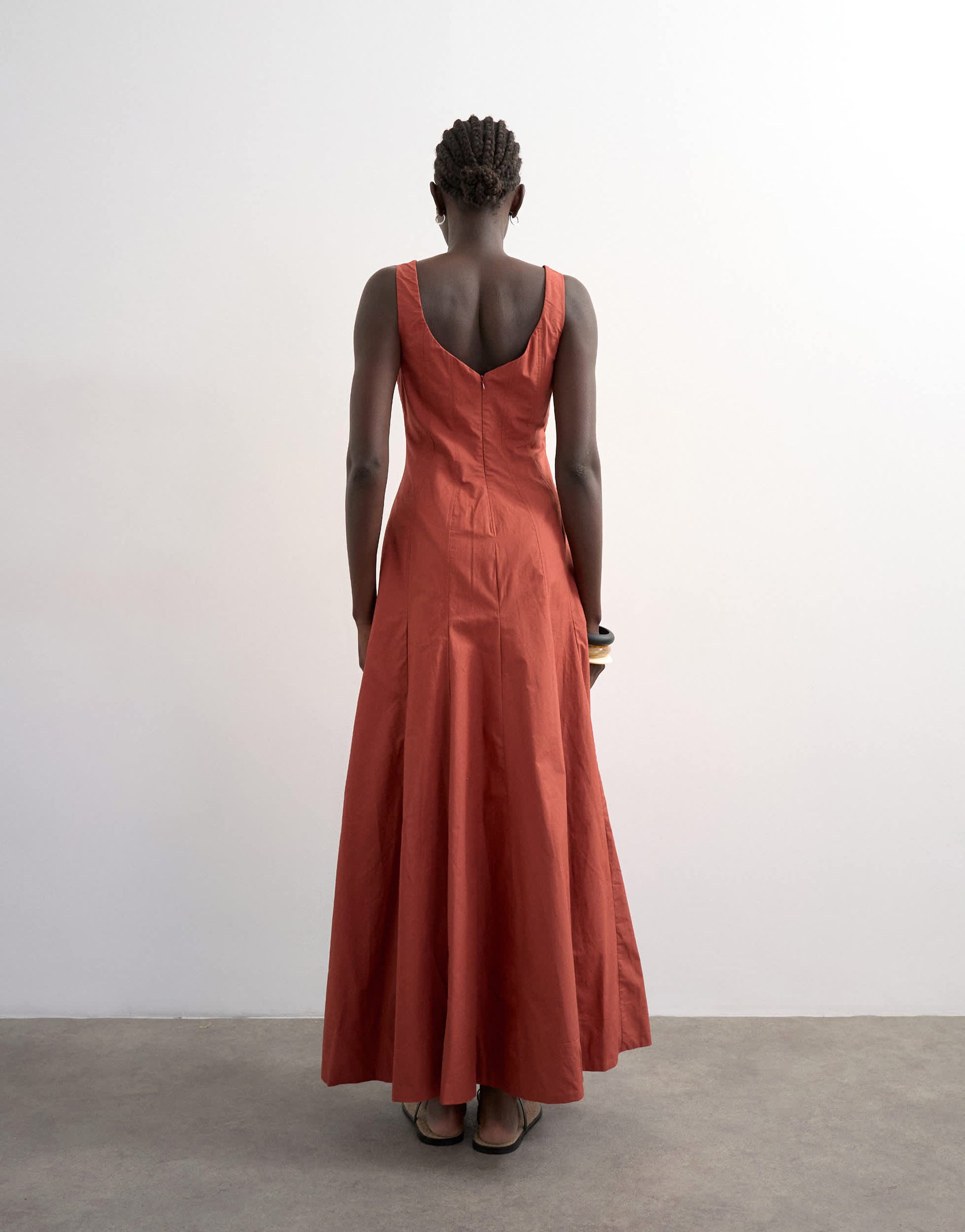 Topshop dropped hem full circle skirt sundress in rust
