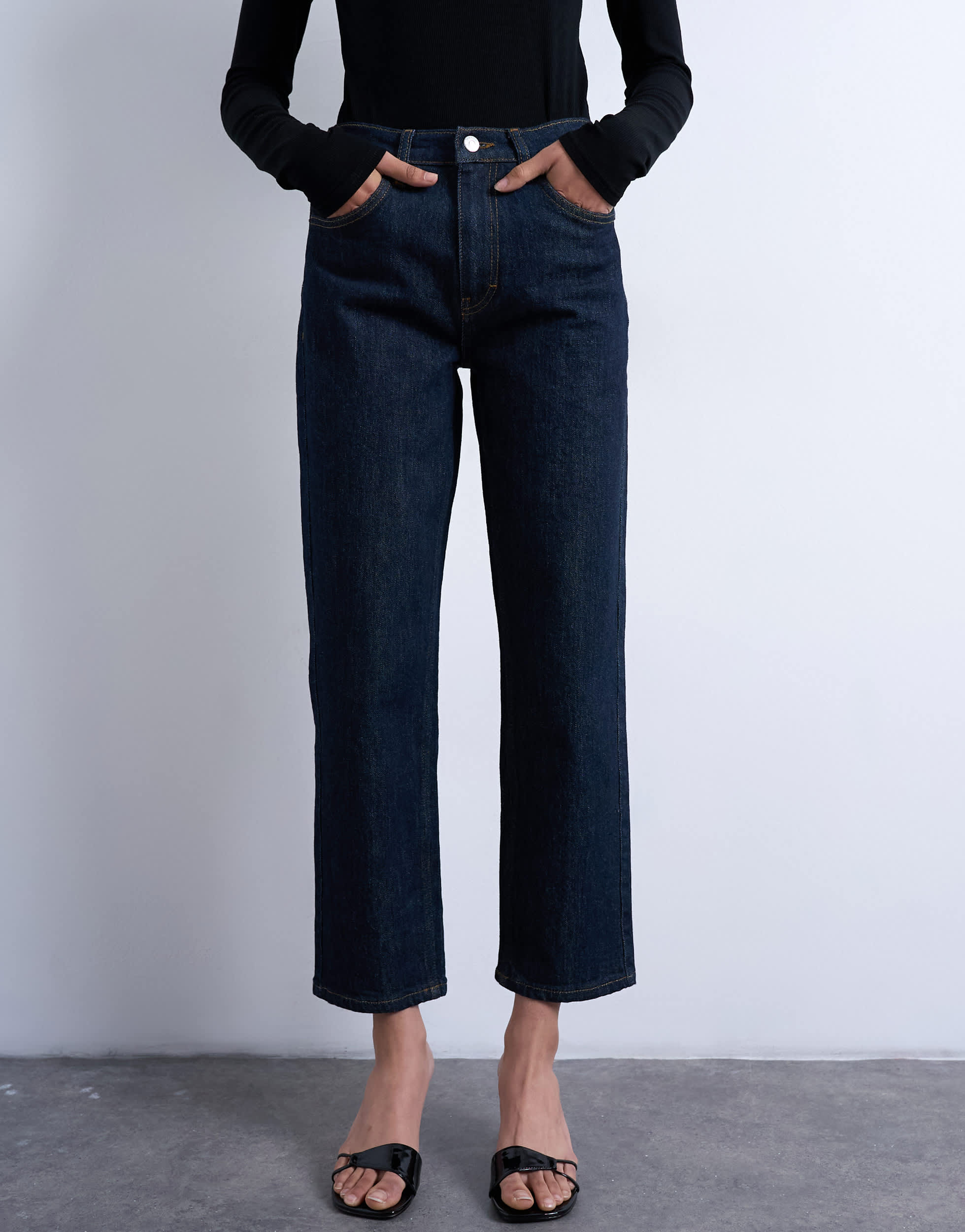 Topshop Orson mid rise comfort straight jean in indigo rinse
