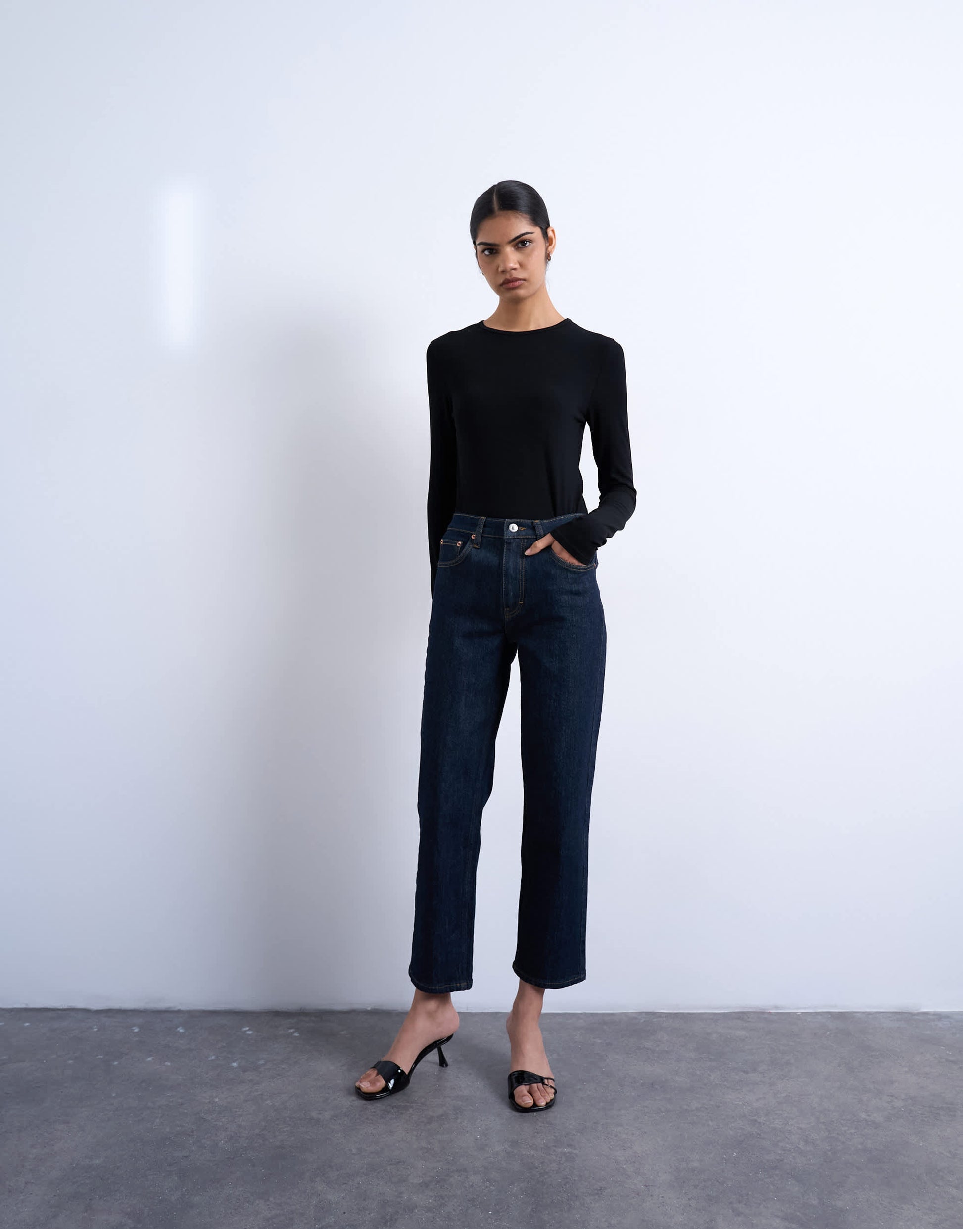 Topshop Orson mid rise comfort straight jean in indigo rinse