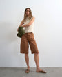 Topshop denim bermuda short in toffee