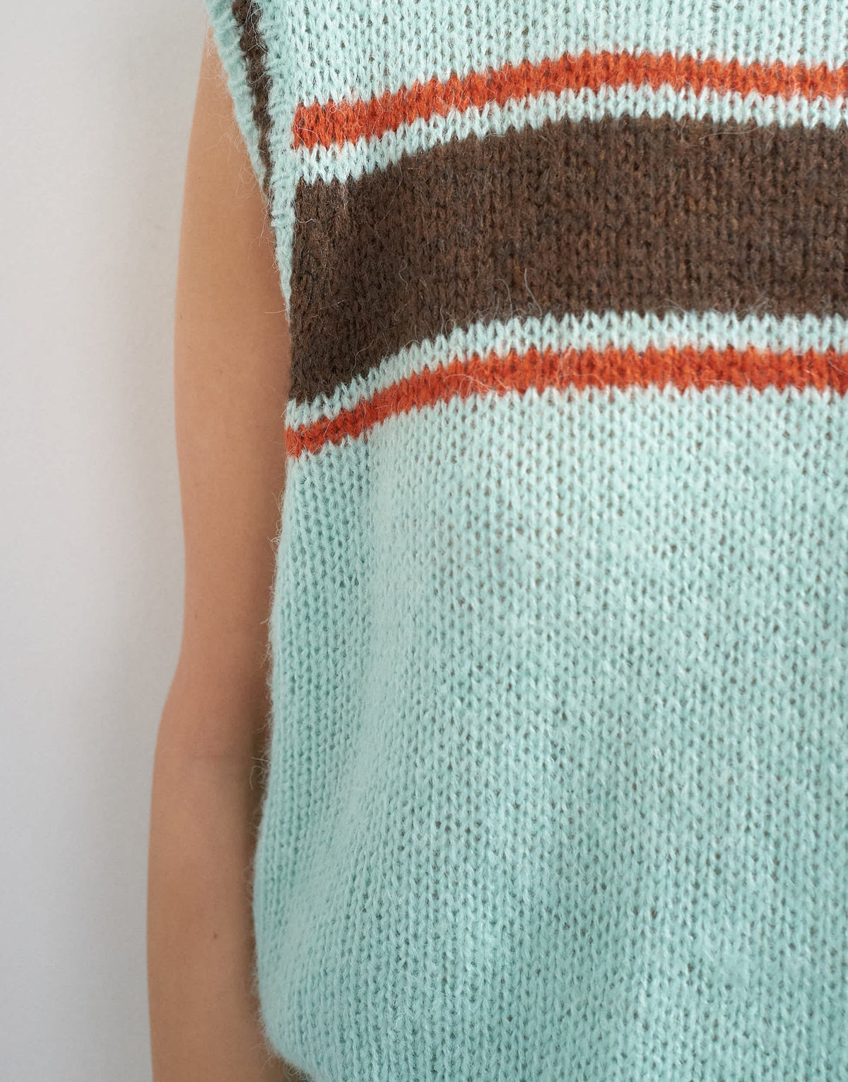 Topshop knitted vintage stripe vest in Turquoise