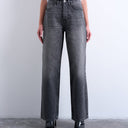Topshop Column low rise relaxed fit jean circular design in washed black