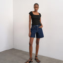 Topshop denim Editor short in indigo rinse