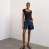 Topshop denim Editor short in indigo rinse