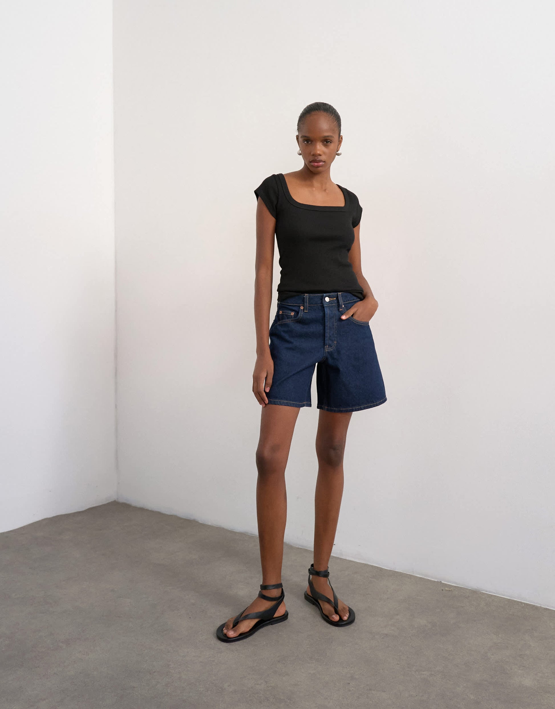 Topshop denim Editor short in indigo rinse