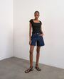Topshop denim Editor short in indigo rinse
