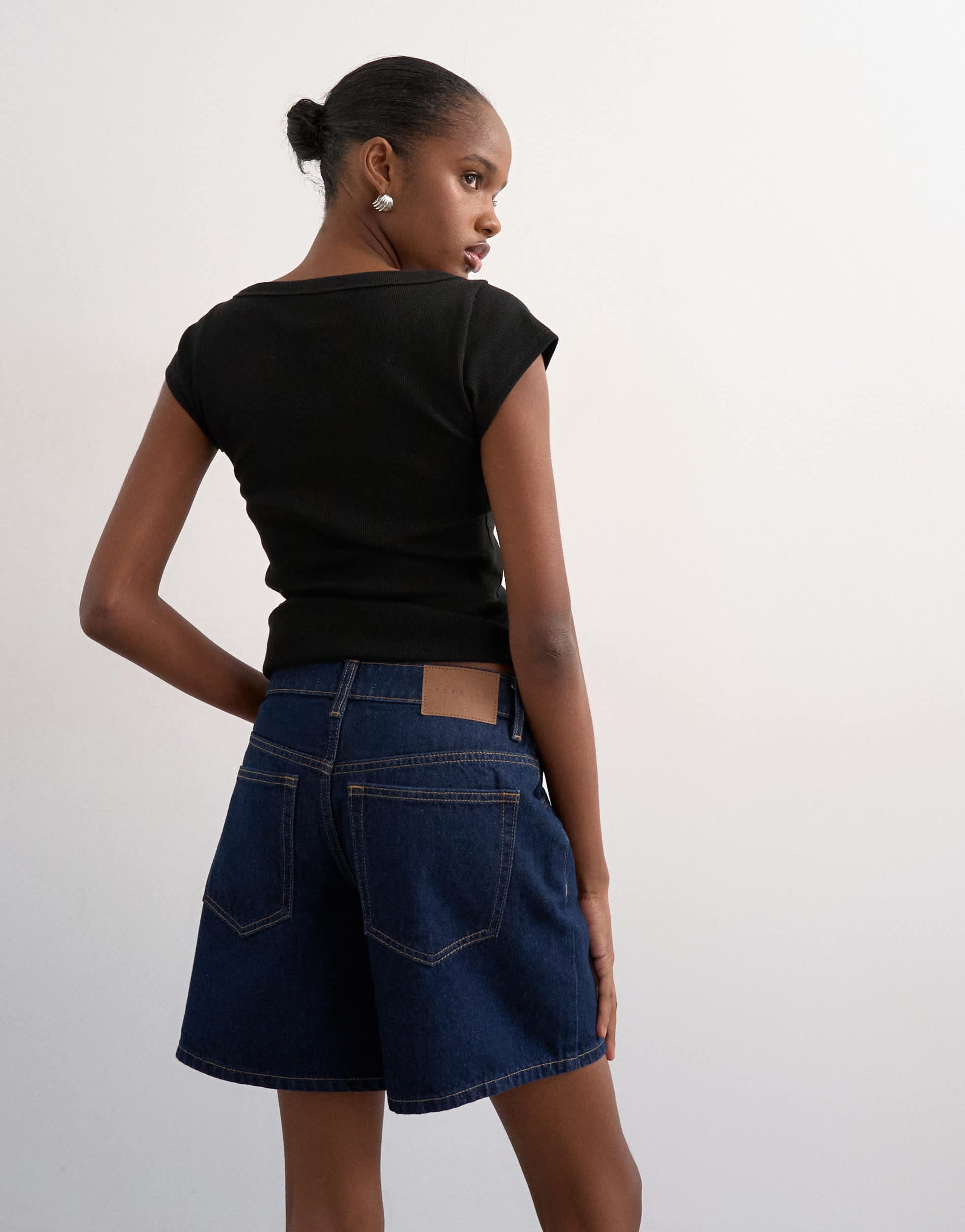 Topshop denim Editor short in indigo rinse