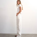 Topshop Cinch Jeans mit niedrigem Bund und entspannter Passform in Beige