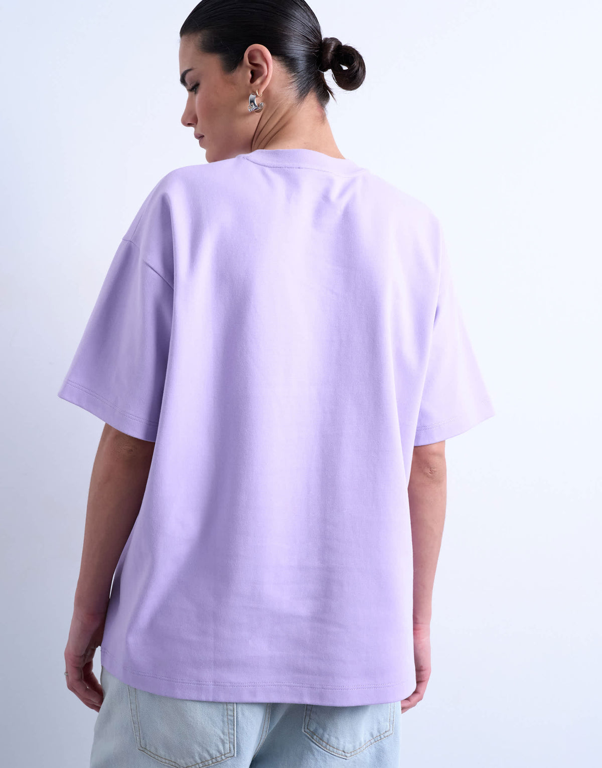 Topshop premium interlock oversized tee in lilac