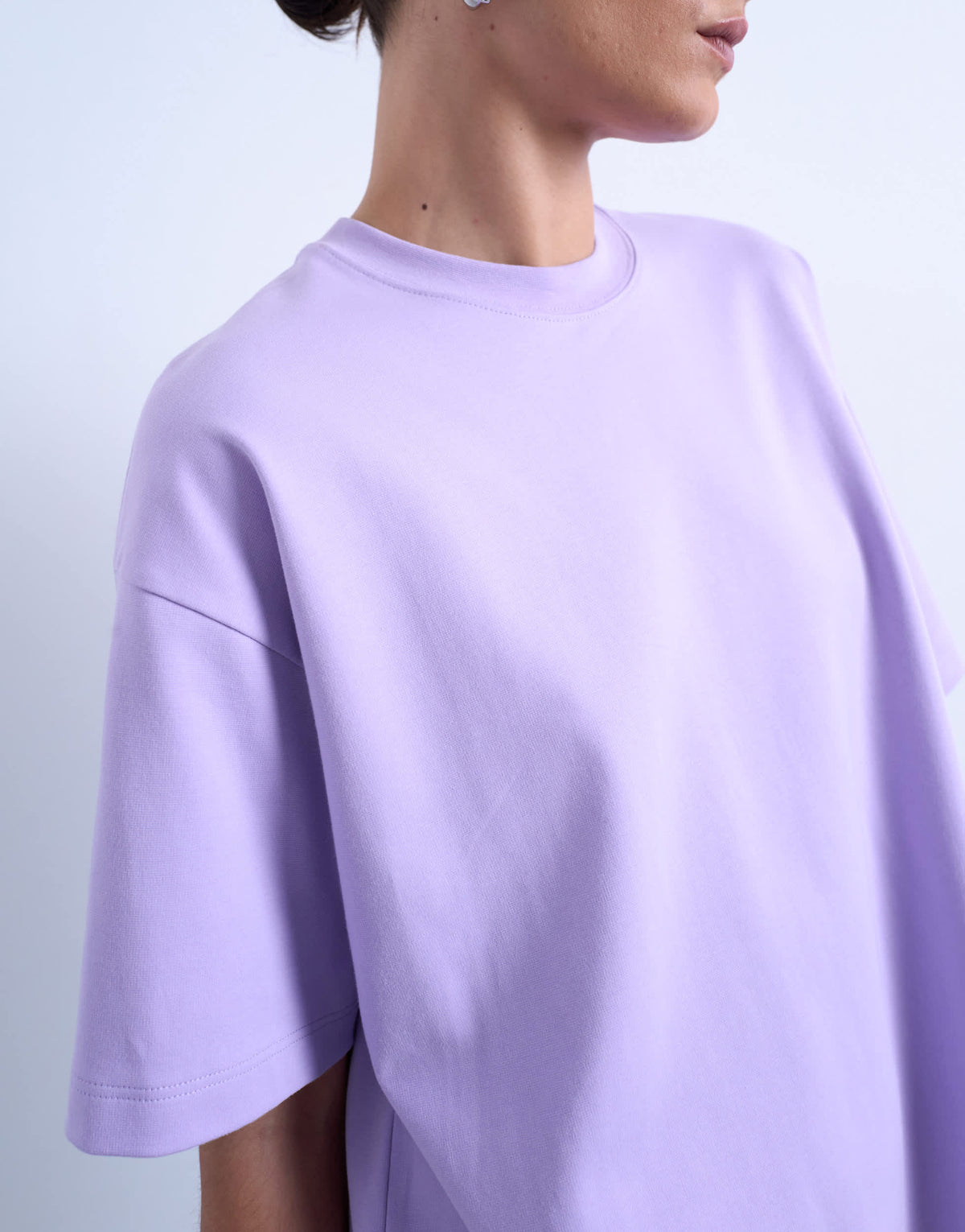 Topshop premium interlock oversized tee in lilac