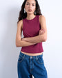 Topshop rib racer vest in burgundy