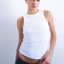 Topshop rib racer vest in white