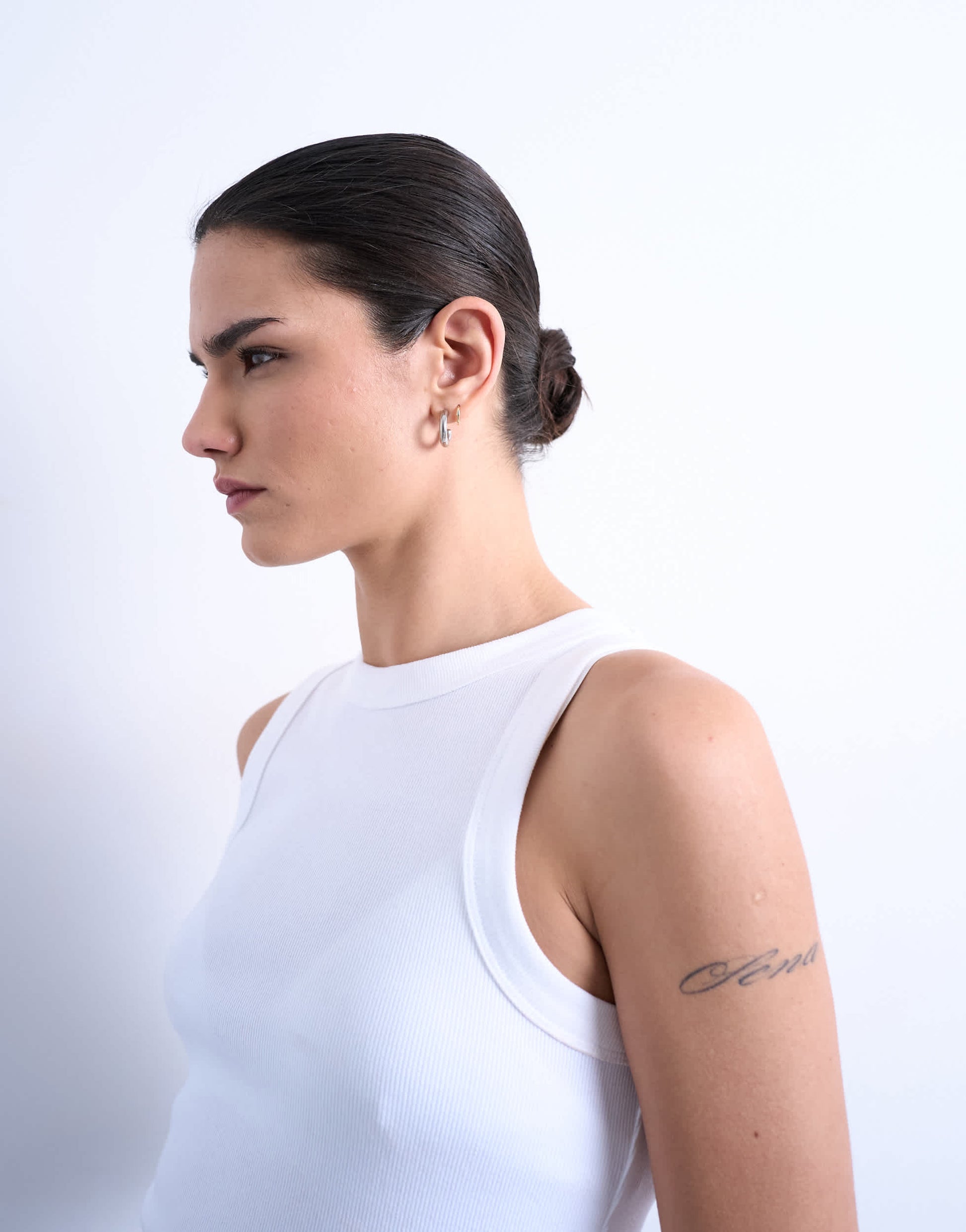 Topshop rib racer vest in white