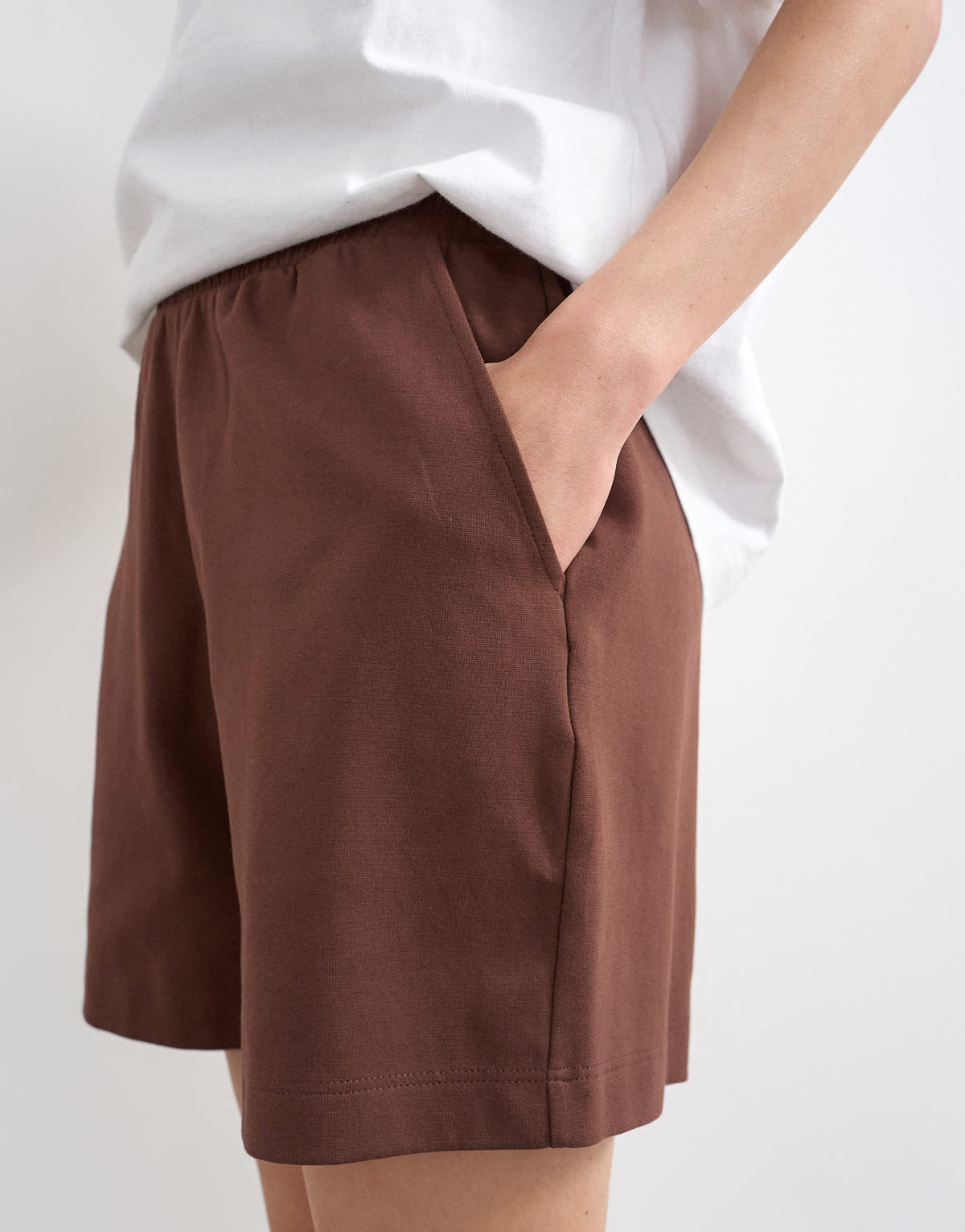 Topshop interlock jogger shorts co-ord in chocolate brown