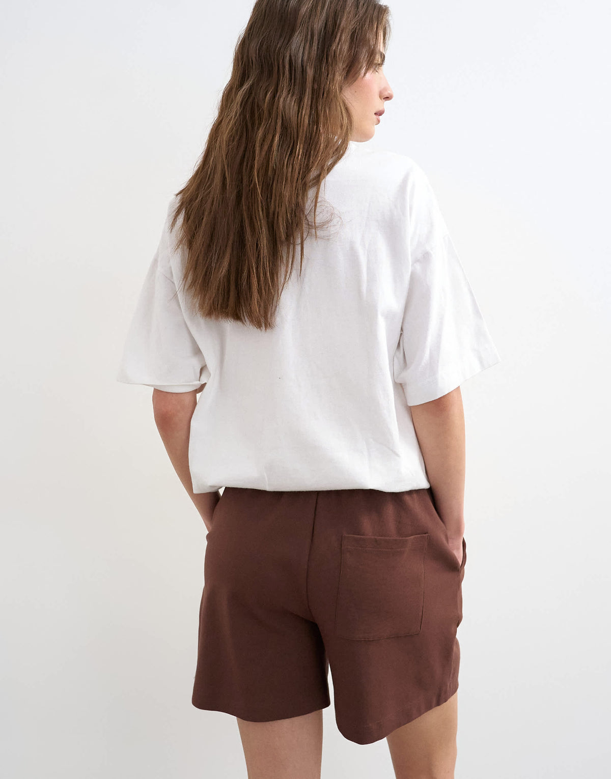 Topshop interlock jogger shorts co-ord in chocolate brown
