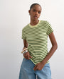 Topshop stripe rib short sleeve tee in green