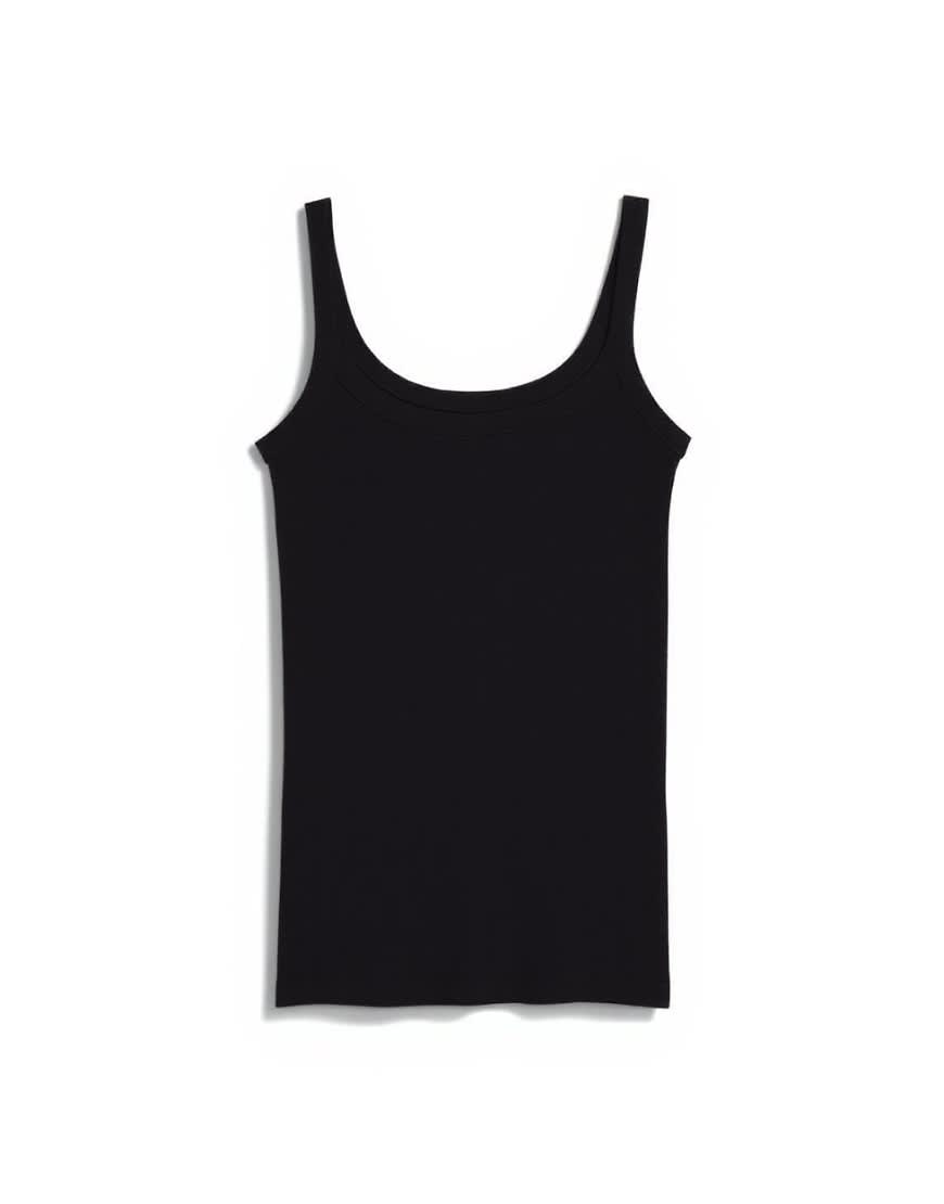 Topshop skinny strap scoop rib vest in black