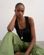 Topshop rib scoop neck vest in black