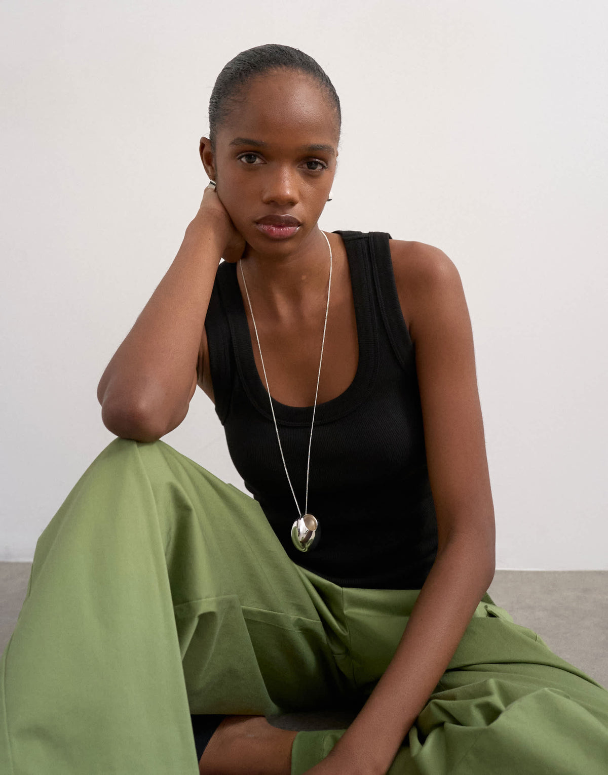 Topshop rib scoop neck vest in black