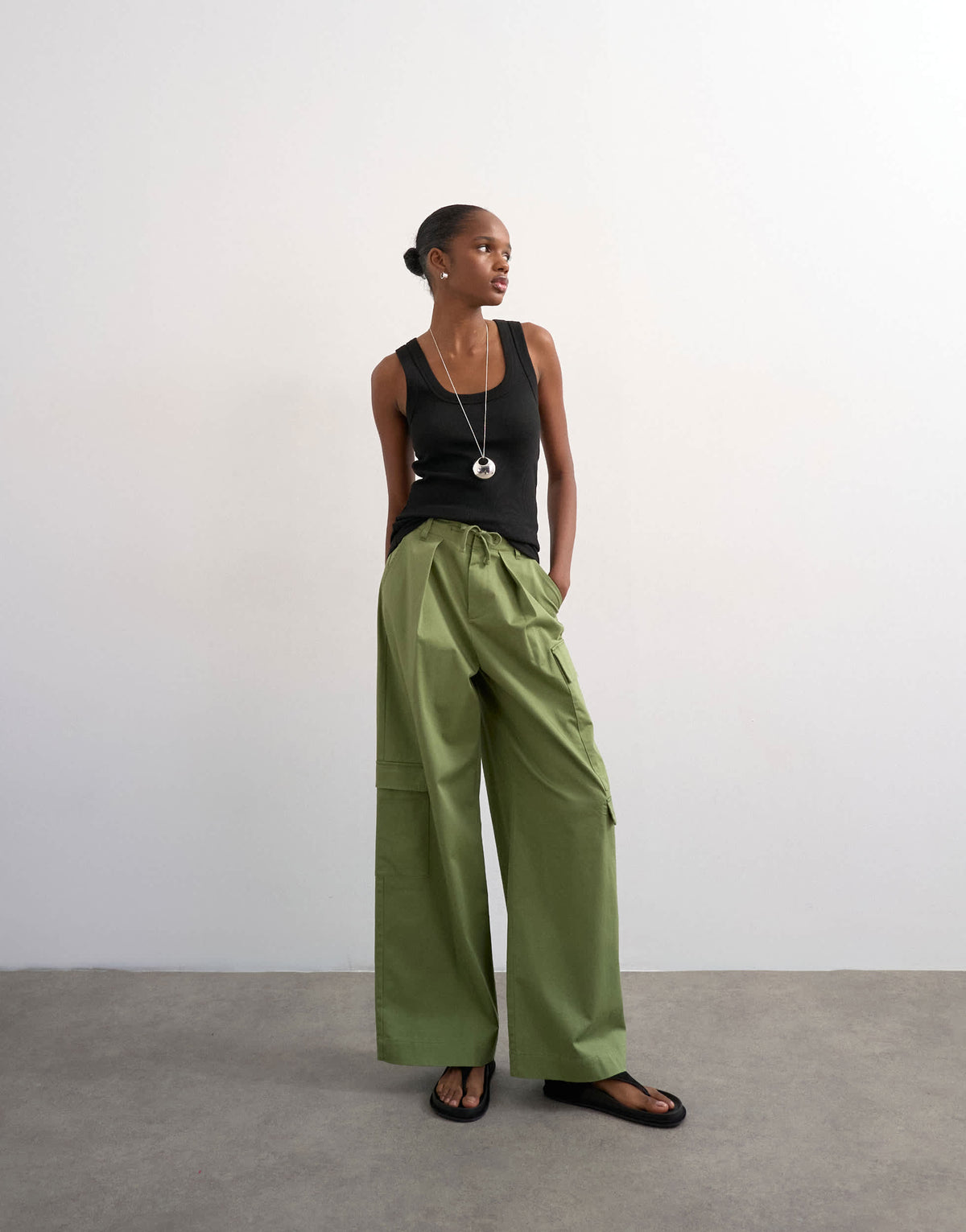 Topshop rib scoop neck vest in black